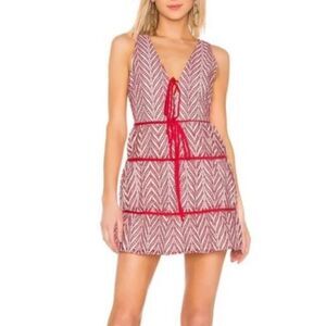 Lovers + Friends Revolve Millie Tie Front Chevron Eyelet Fit & Flare Dress